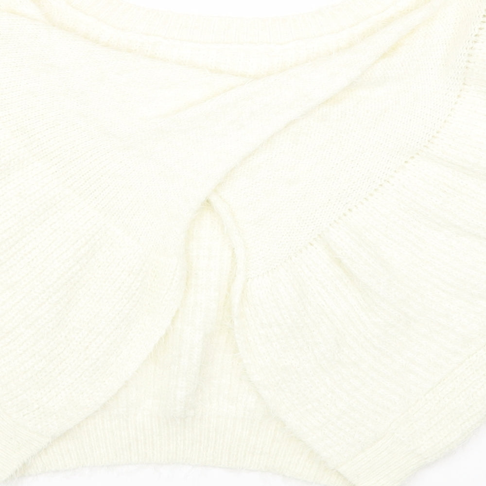 love other things Womens White Round Neck Polyester Pullover Jumper Size S
