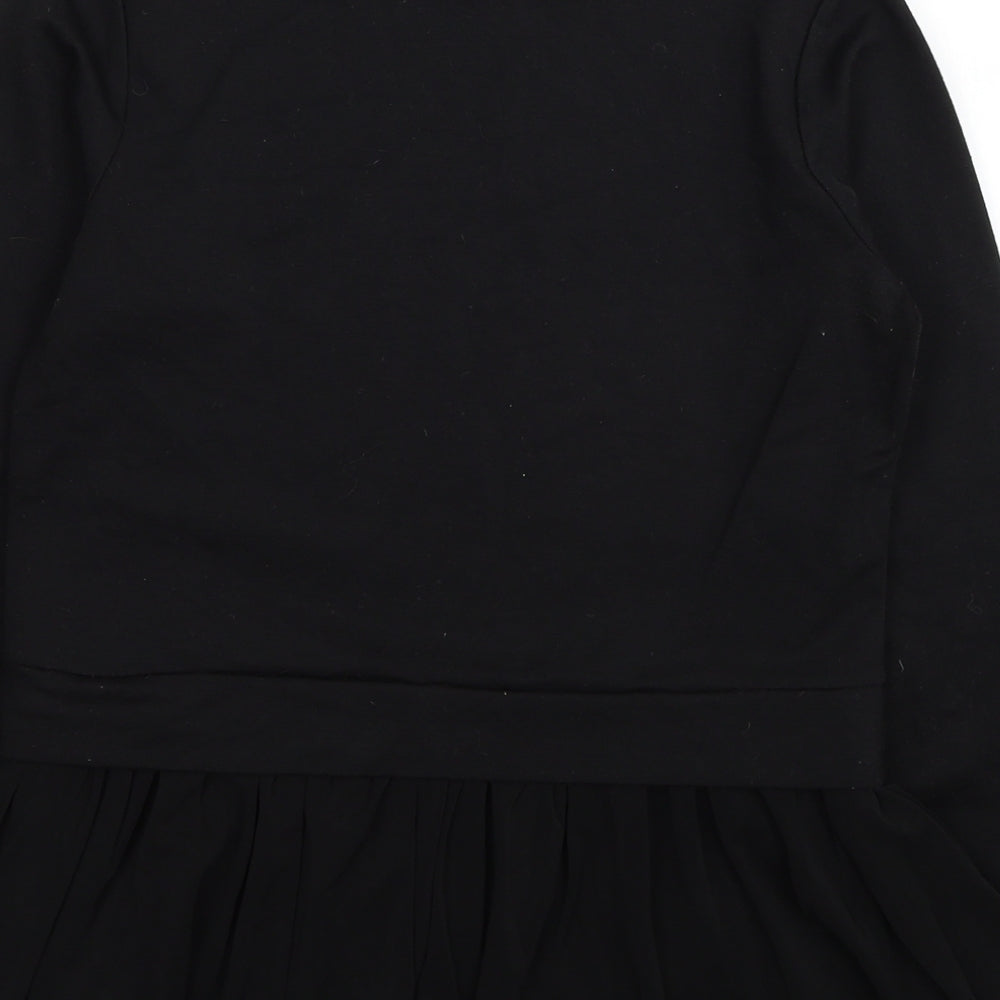 Pink Vanilla Womens Black Polyester Basic Blouse Size S Round Neck
