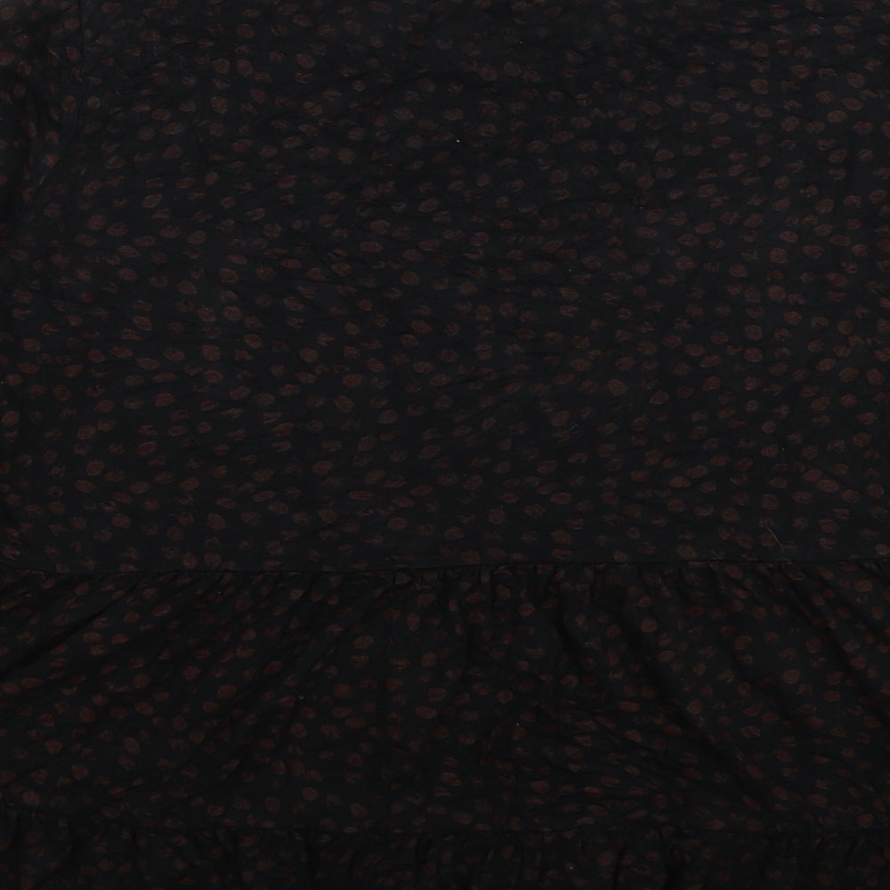 New Look Womens Black Animal Print Viscose Basic Blouse Size 12 Round Neck - Leopard Print