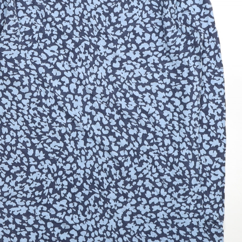 JD Williams Womens Blue Geometric Viscose Basic T-Shirt Size 10 Round Neck