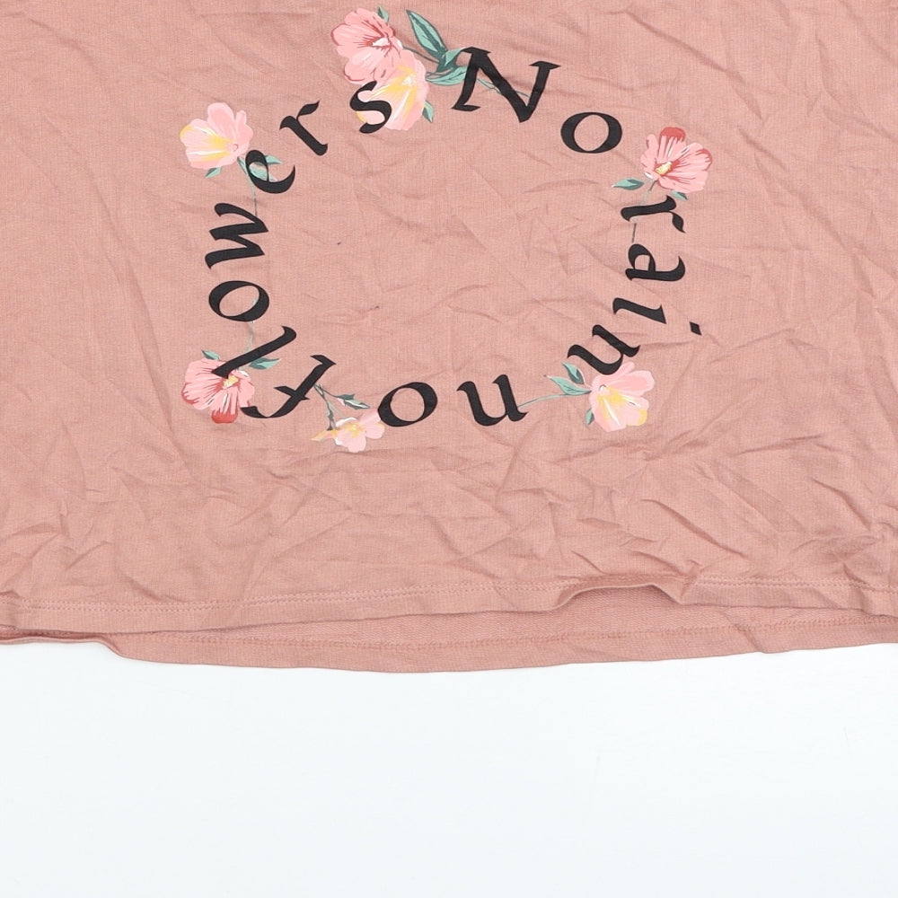 Divided by H&M Womens Pink Cotton Pullover Sweatshirt Size S Pullover - No Rain No Flowers