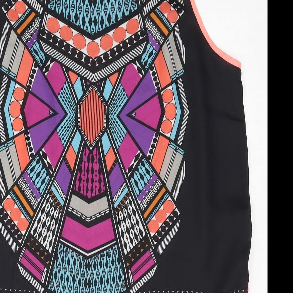 Dotti Womens Multicoloured Geometric Polyester Basic Tank Size 10 Scoop Neck
