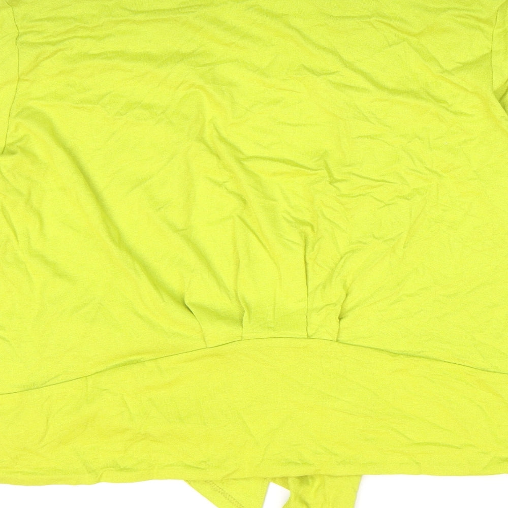 Debenhams Womens Green Viscose Kimono Blouse Size 14 V-Neck - Cropped