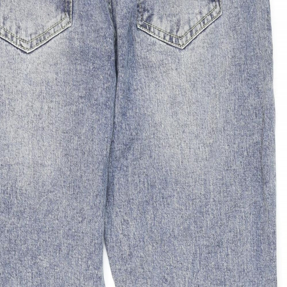 boohooMAN Mens Blue Cotton Tapered Jeans Size 32 in L25 in Regular Zip - Washed look