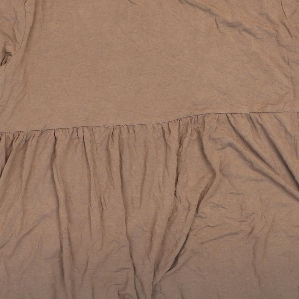 SHEIN Womens Brown Viscose Tunic T-Shirt Size L Round Neck