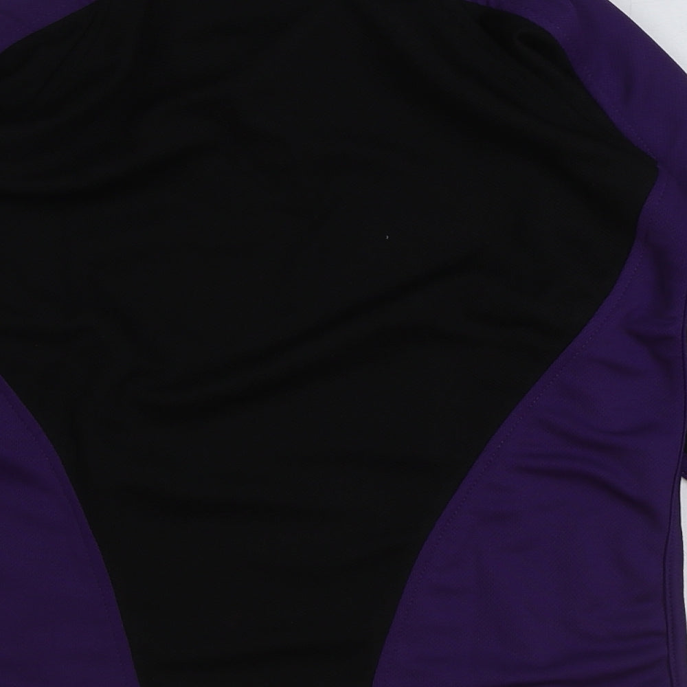 smartsportswear Girls Black Colourblock Polyester Basic T-Shirt Size L Collared Pullover