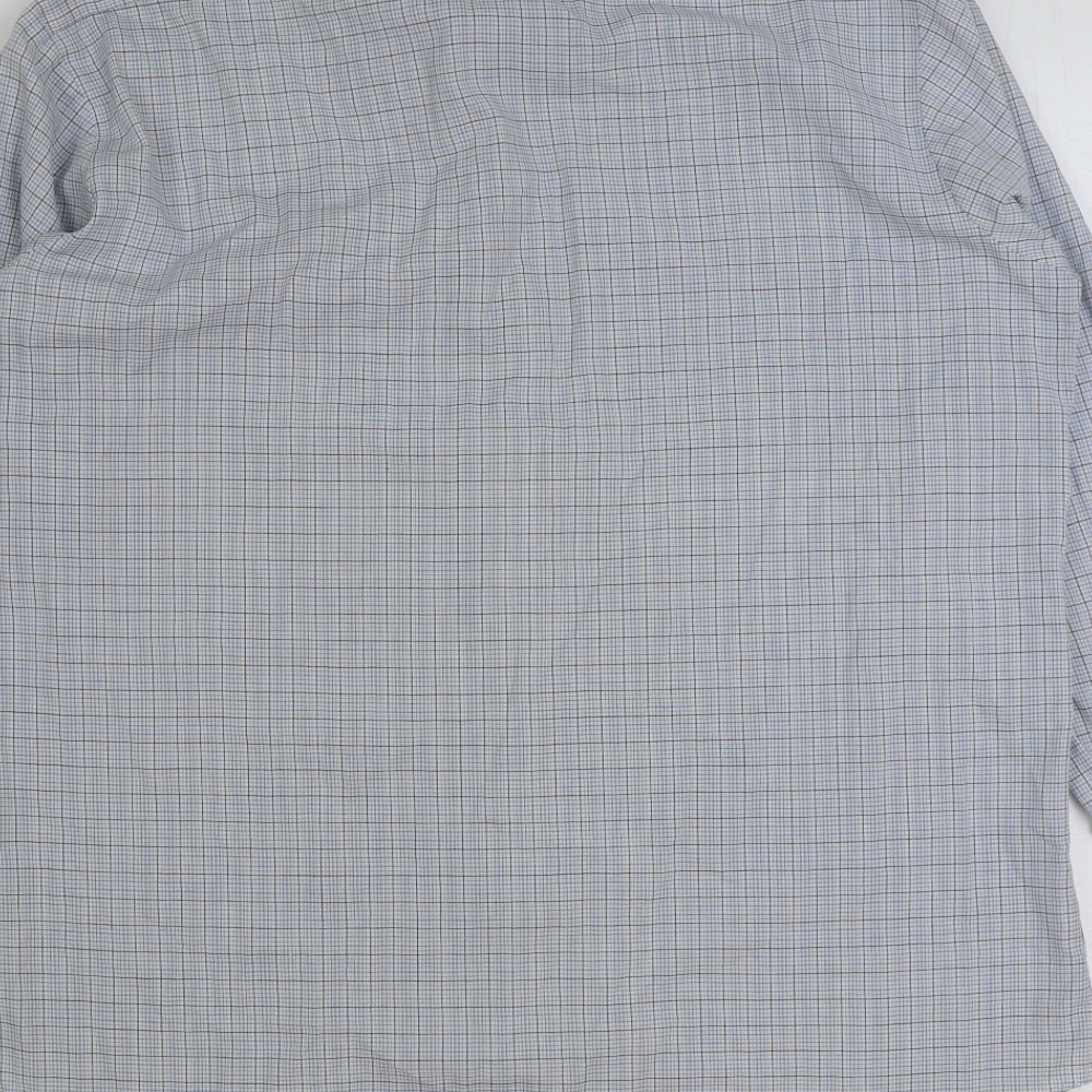 Marks & Spencer Mens Blue Polyester Button-Up Size 16 Collared Button