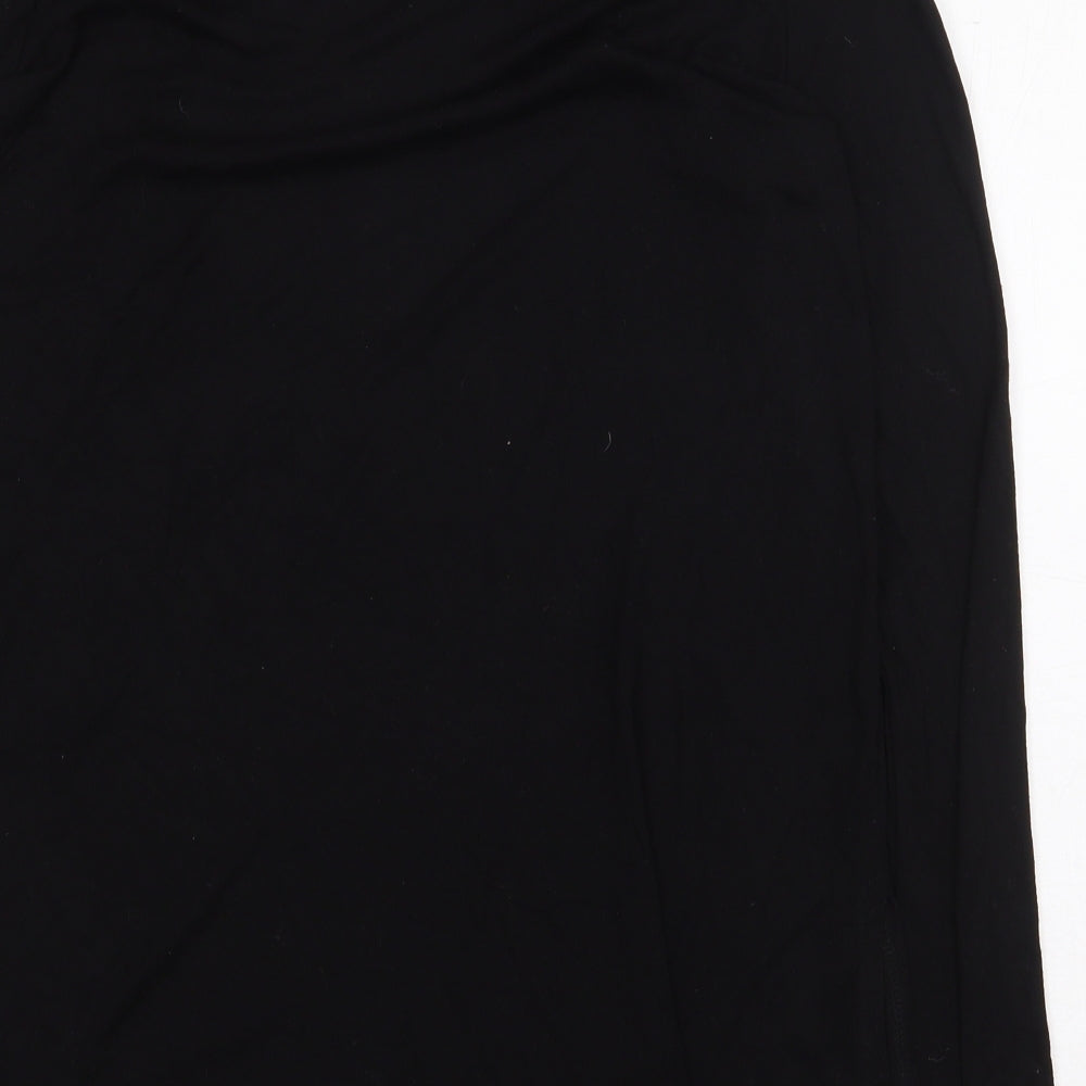 River Island Womens Black Viscose Basic T-Shirt Size 10 Boat Neck
