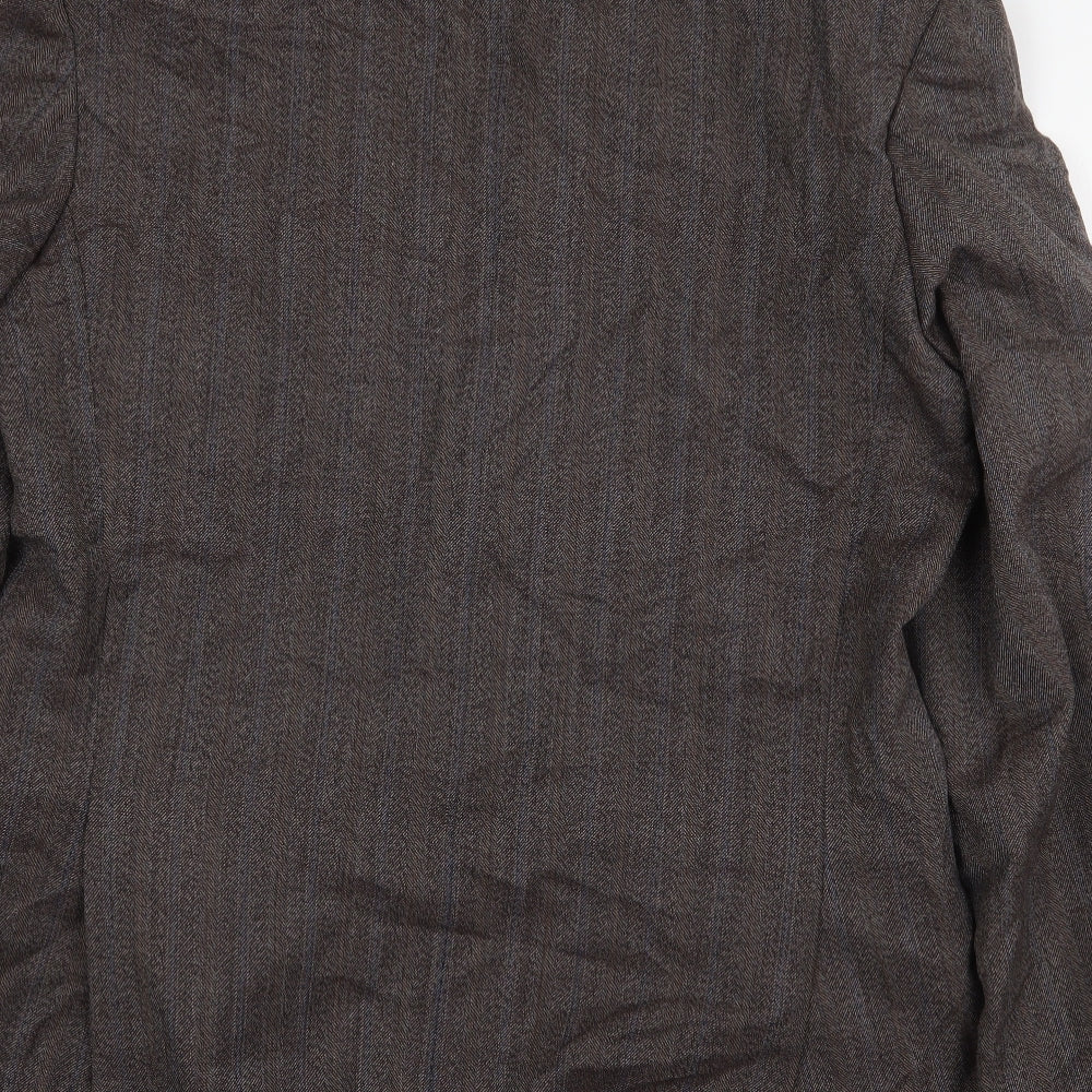 James Barry Mens Brown Striped Polyester Jacket Suit Jacket Size 40