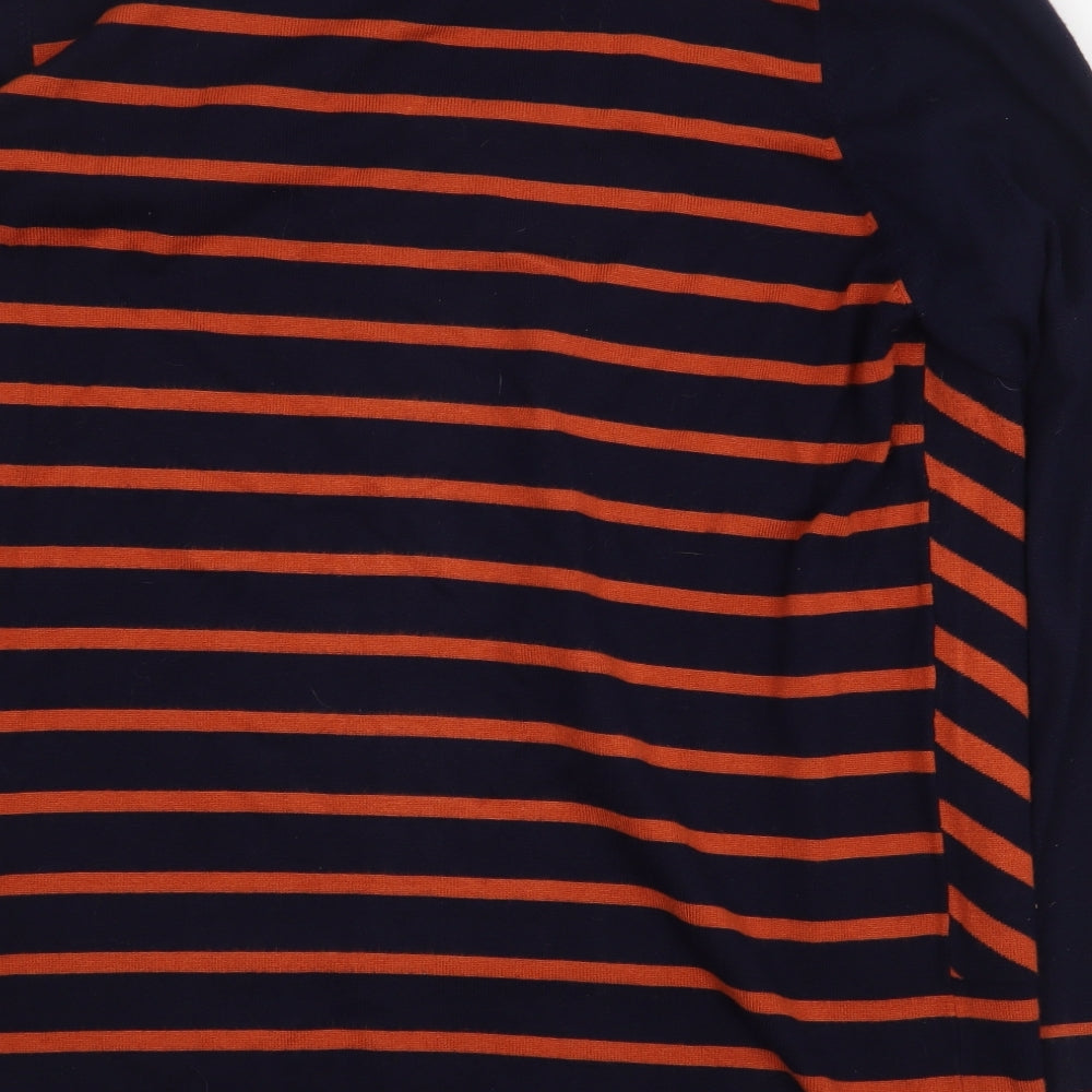 Julipa Womens Blue Striped Viscose Pullover Sweatshirt Size 12 Pullover - V-Neck
