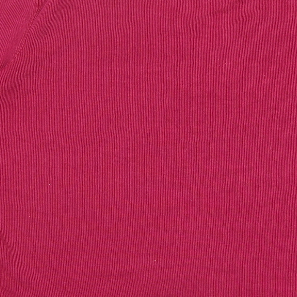 BM Womens Pink Polyester Basic T-Shirt Size S V-Neck