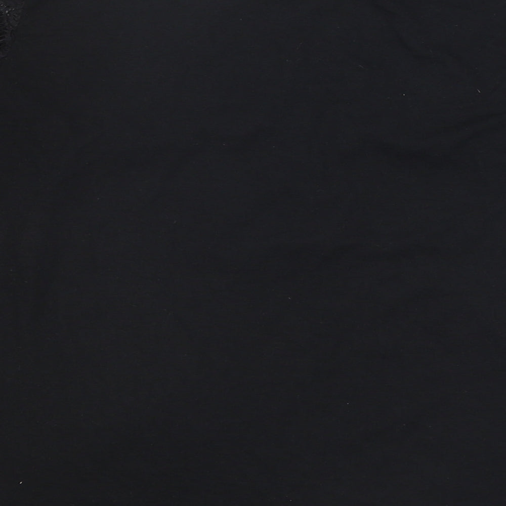 Dorohty Perkins Womens Black Polyester Basic T-Shirt Size 10 Round Neck