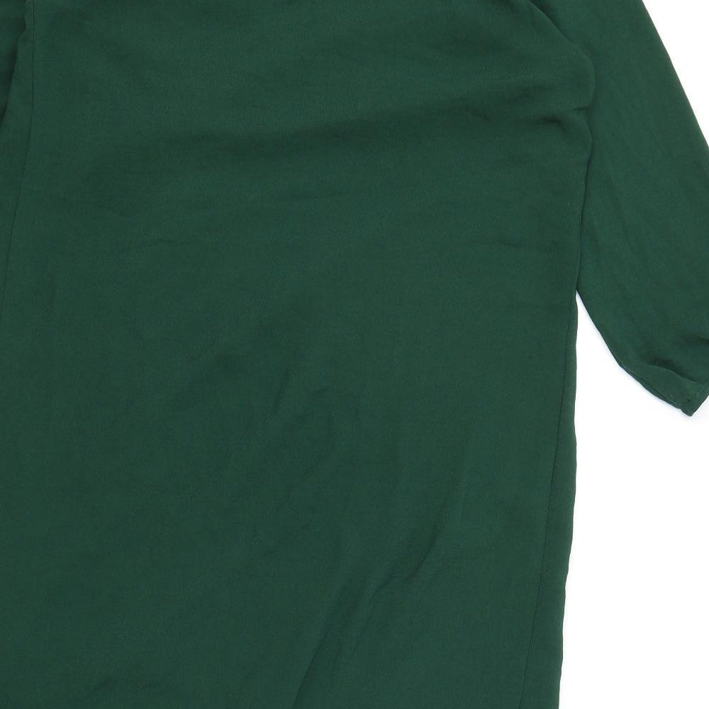 H&M Womens Green Viscose A-Line Size 8 Round Neck Zip