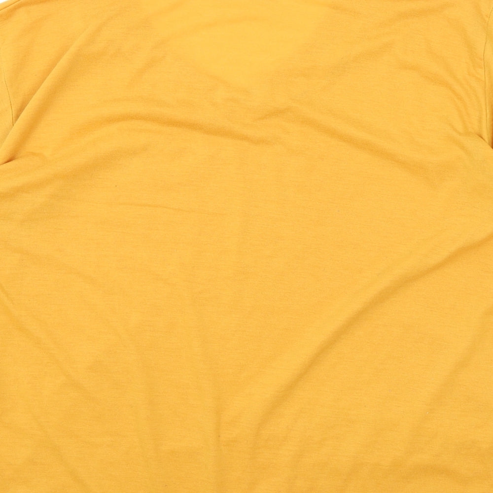 Fashion Womens Orange Polyester Basic T-Shirt Size XL V-Neck