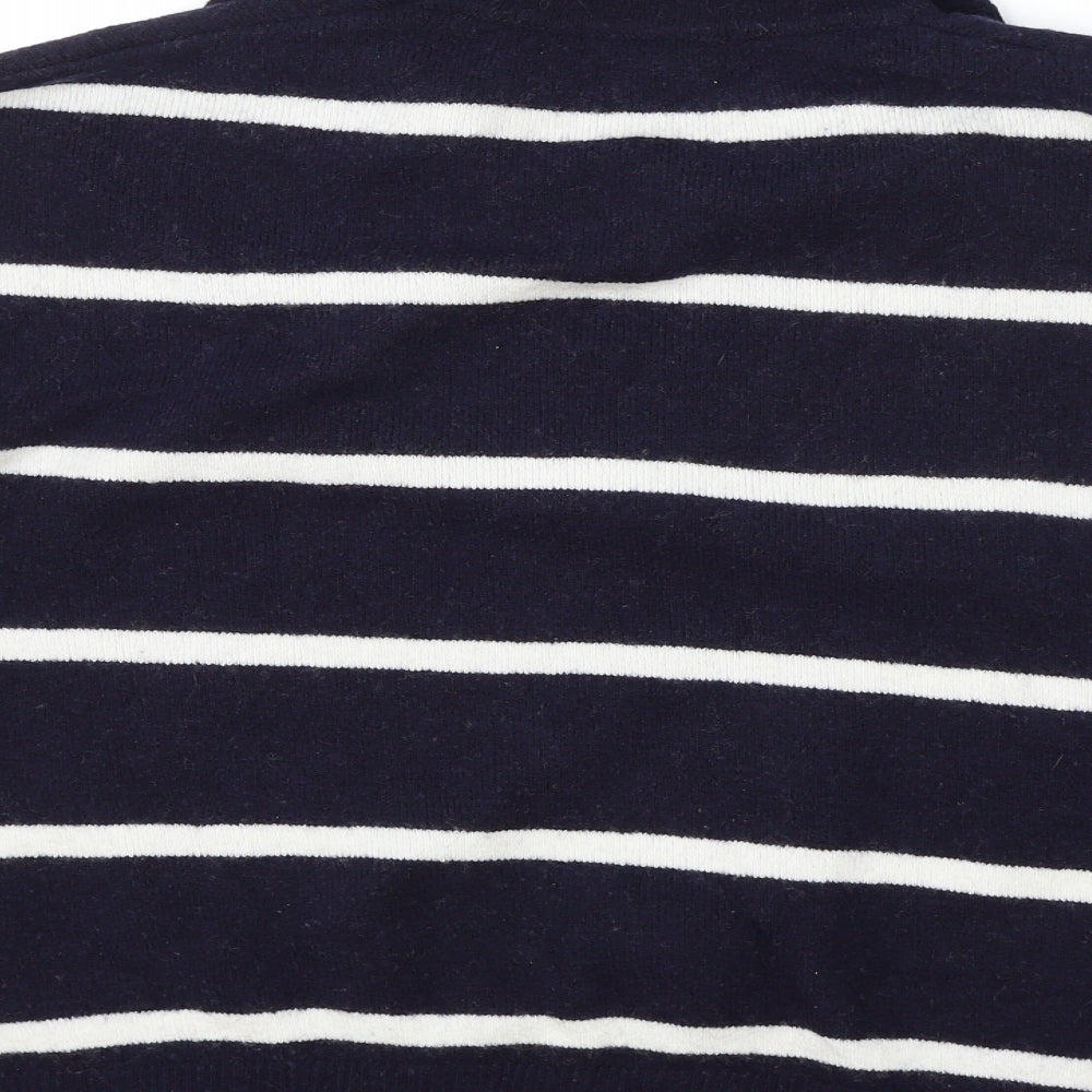 H&M Womens Blue Collared Striped Polyester Pullover Jumper Size S