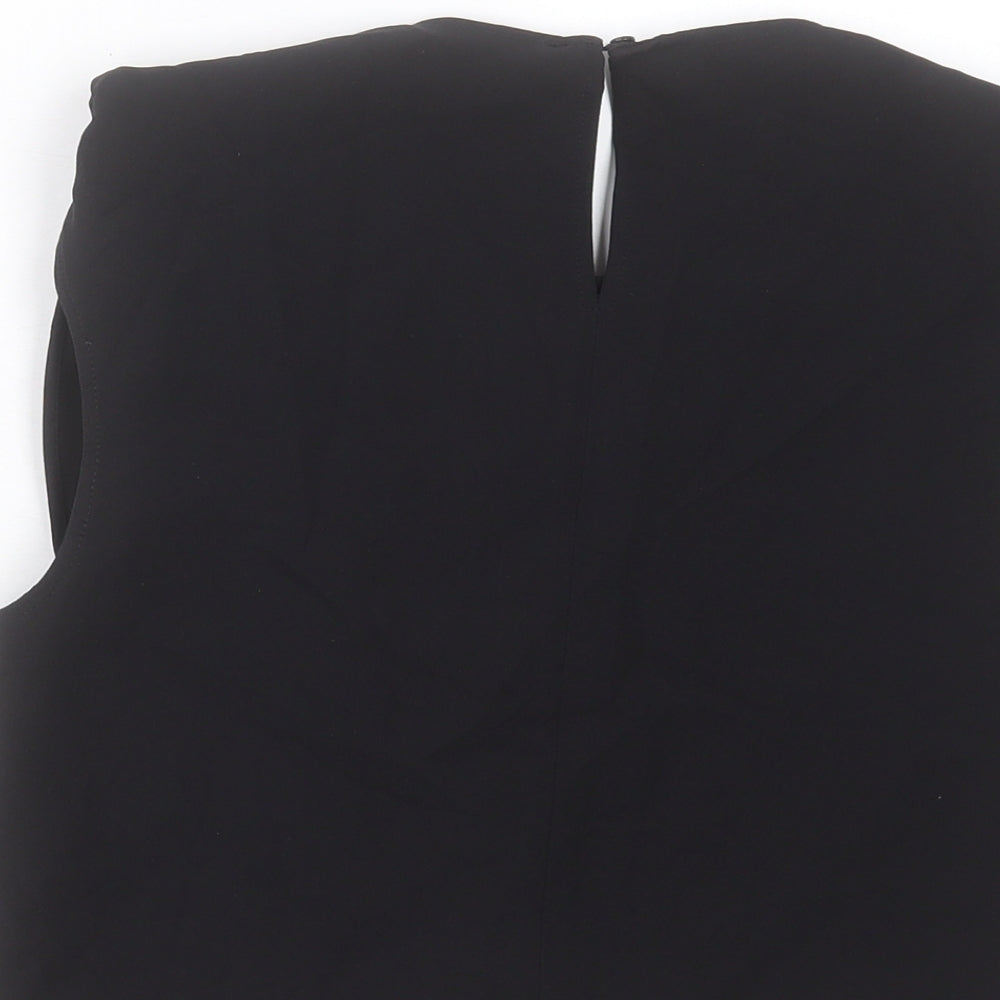 Zara Womens Black Polyester Cropped Tank Size S Crew Neck