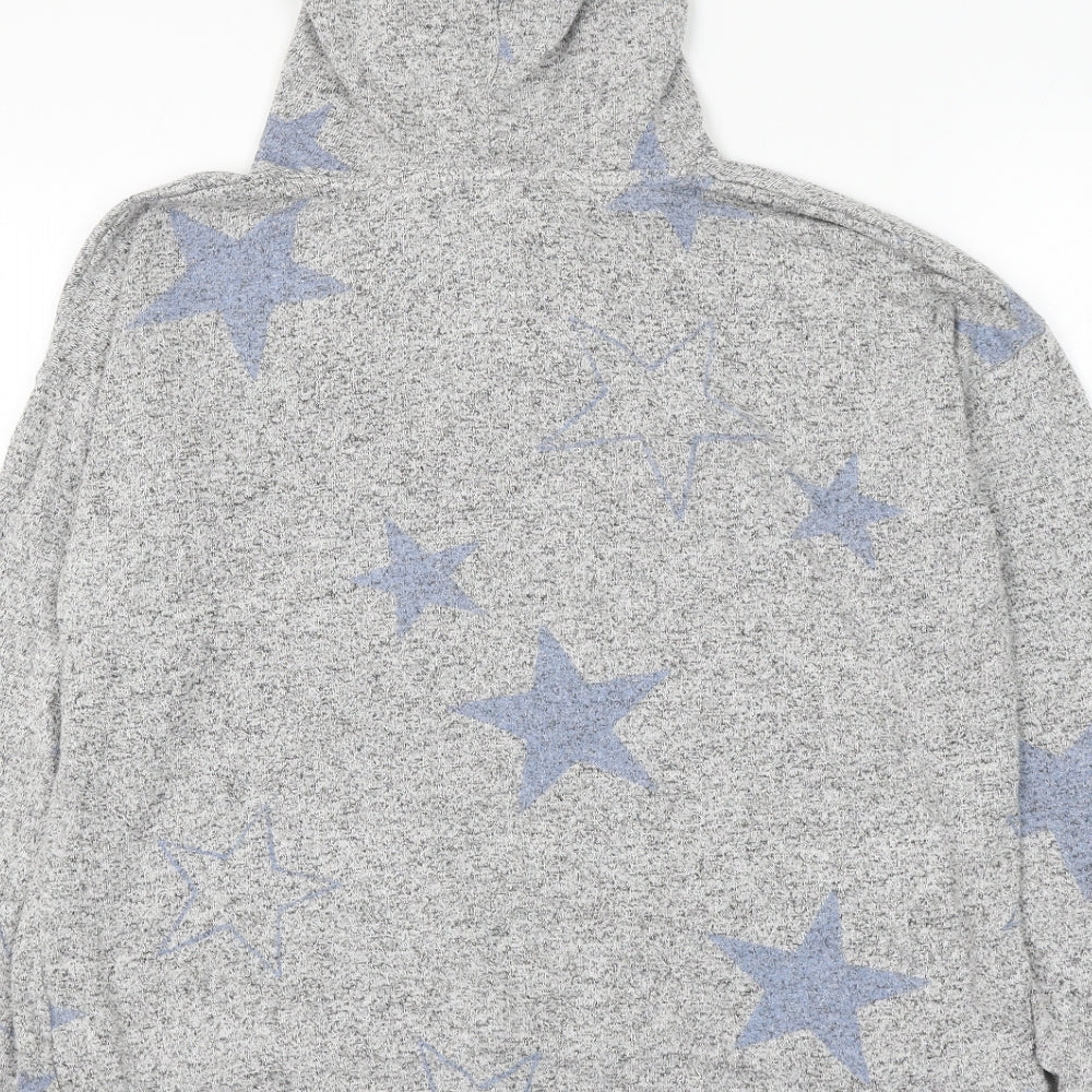 Marks & Spencer Womens Grey Geometric Viscose Pullover Hoodie Size 12 Pullover - Star
