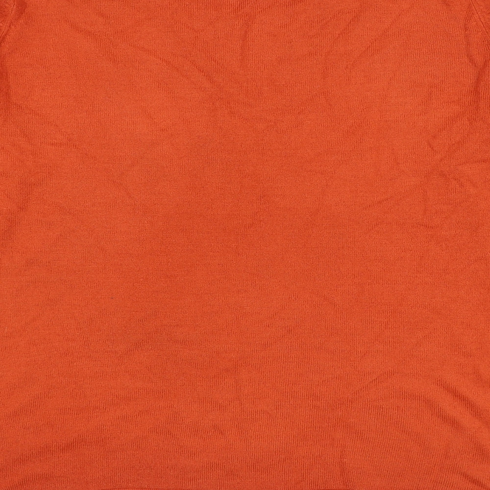 Bonmarché Womens Orange Round Neck Acrylic Pullover Jumper Size M