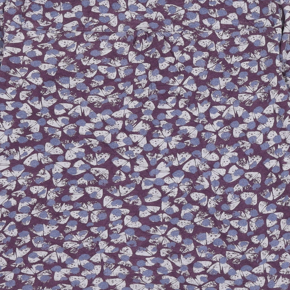 white stu Womens Purple Geometric Cotton Basic Button-Up Size 12 Collared - Butterfly