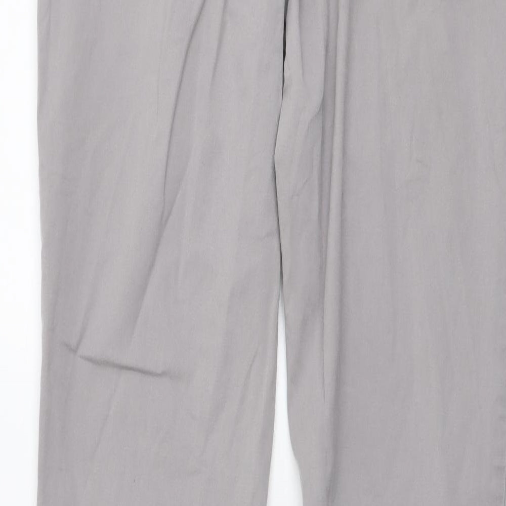 H&M Womens Grey Cotton Chino Trousers Size S L32 in Regular Button