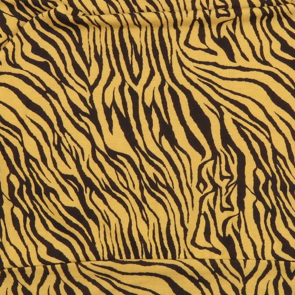 Dorothy Perkins Womens Yellow Round Neck Animal Print Polyester Pullover Jumper Size 12 - Tigger Pattern