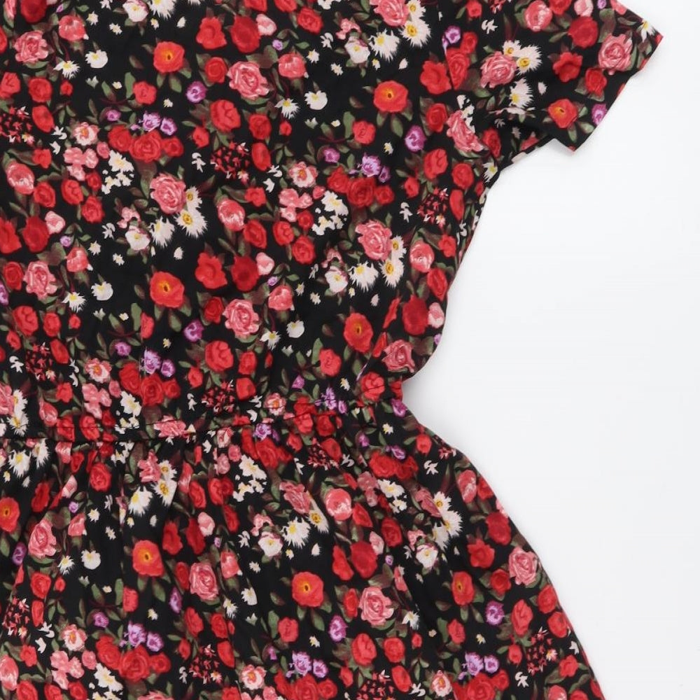Kushi Womens Multicoloured Floral Polyester A-Line Size 10 Round Neck Pullover