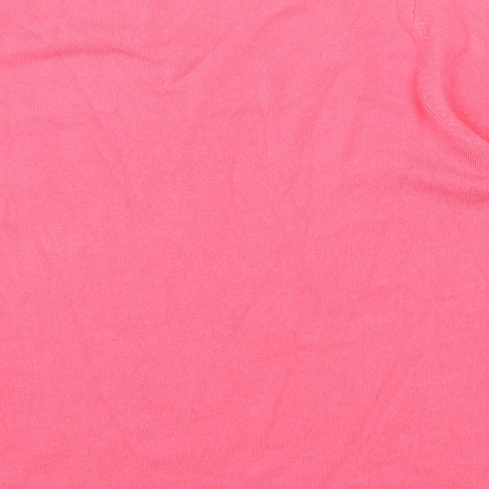 Love Knitwear Womens Pink Mock Neck Acrylic Pullover Jumper Size 14