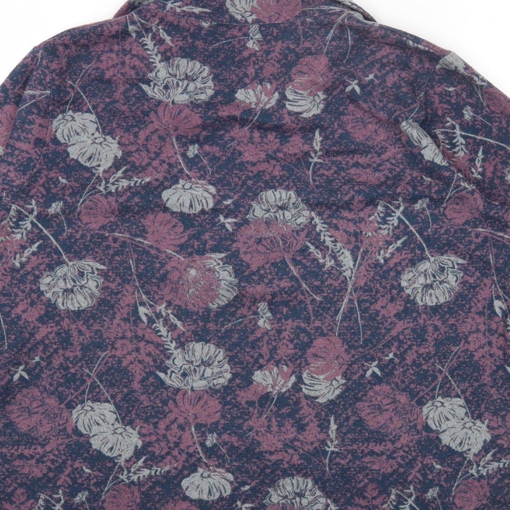 Isle Essentials Womens Multicoloured Collared Floral Polyester Pullover Jumper Size 14