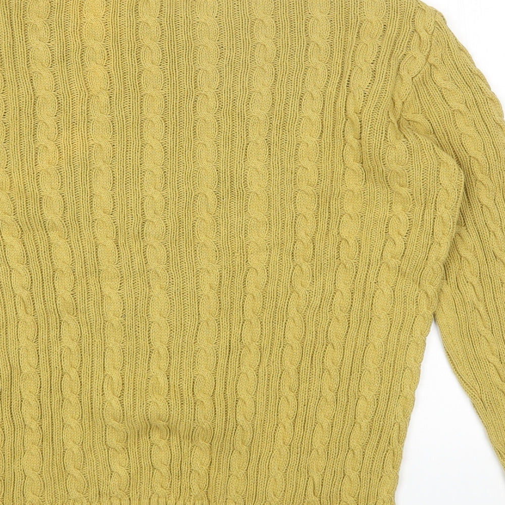 Tru Collection Womens Yellow Round Neck Cotton Pullover Jumper Size S