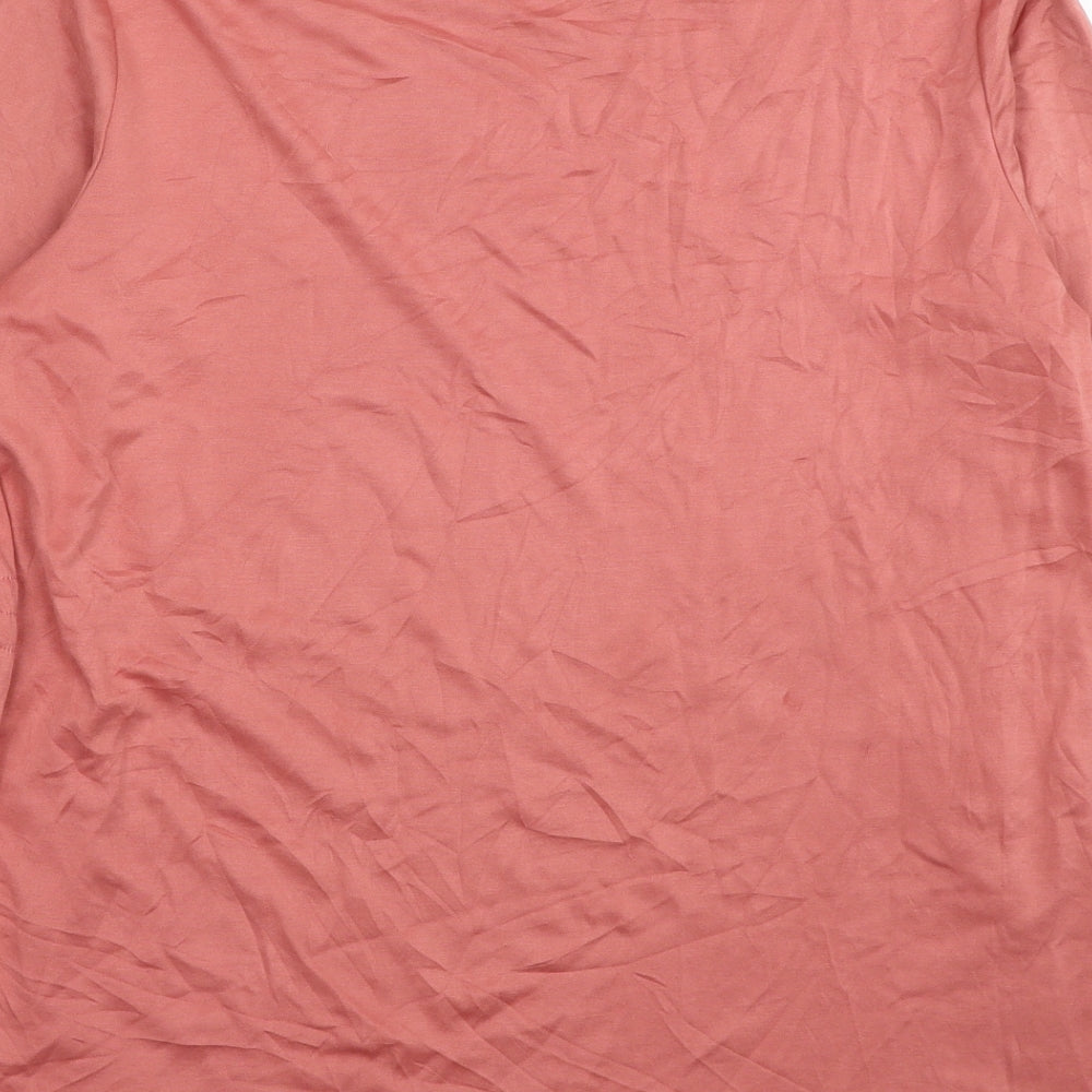 Classics Womens Pink Modal Basic T-Shirt Size 14 Boat Neck - Asymmetric