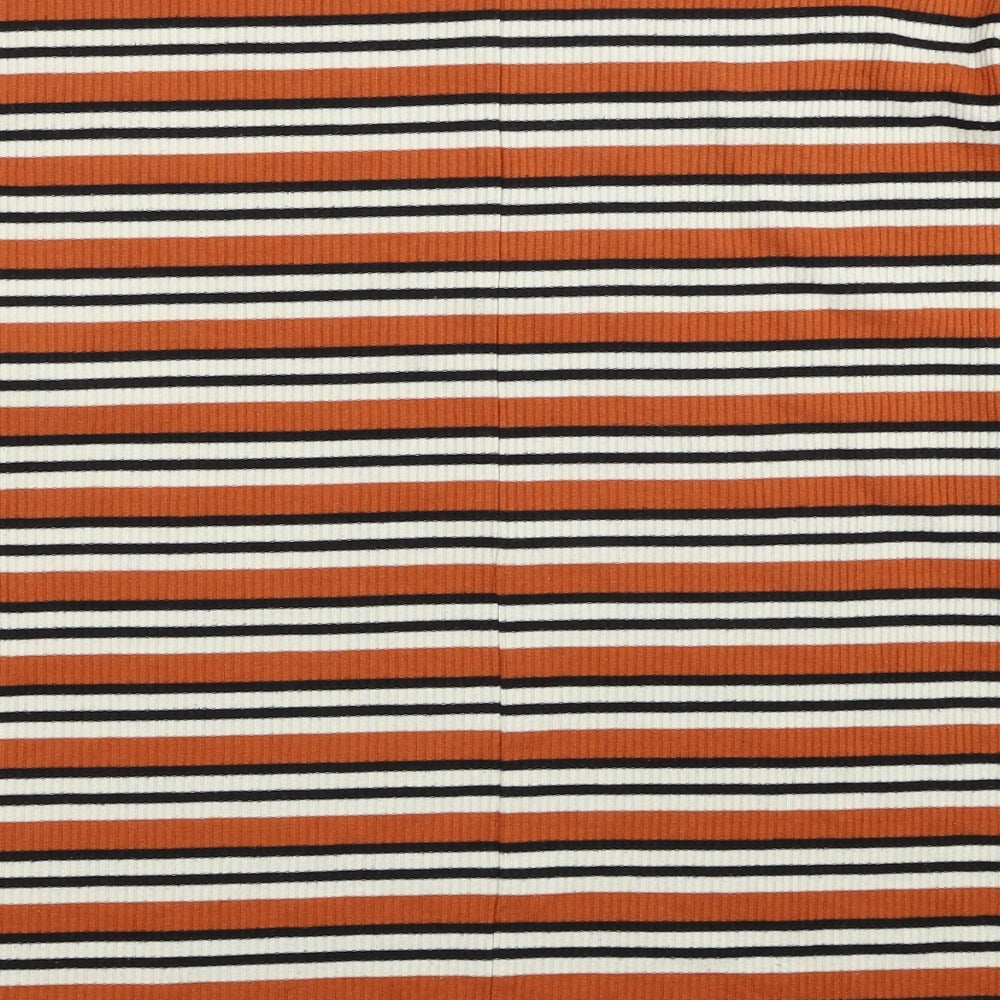 NEXT Womens Orange Boat Neck Striped Viscose Pullover Jumper Size 16