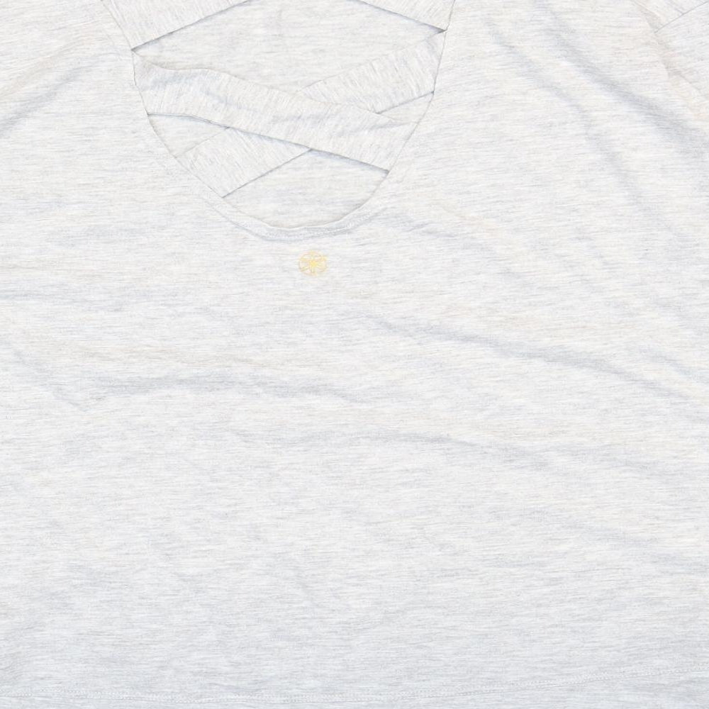 Gaiam Womens Grey Polyester Basic T-Shirt Size M Boat Neck