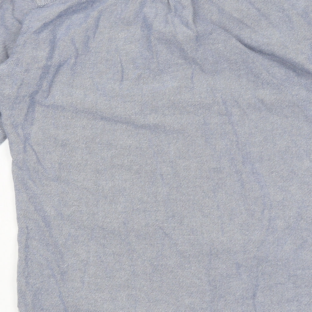 ONLY & SONS Mens Blue Polyester Button-Up Size S Collared Button