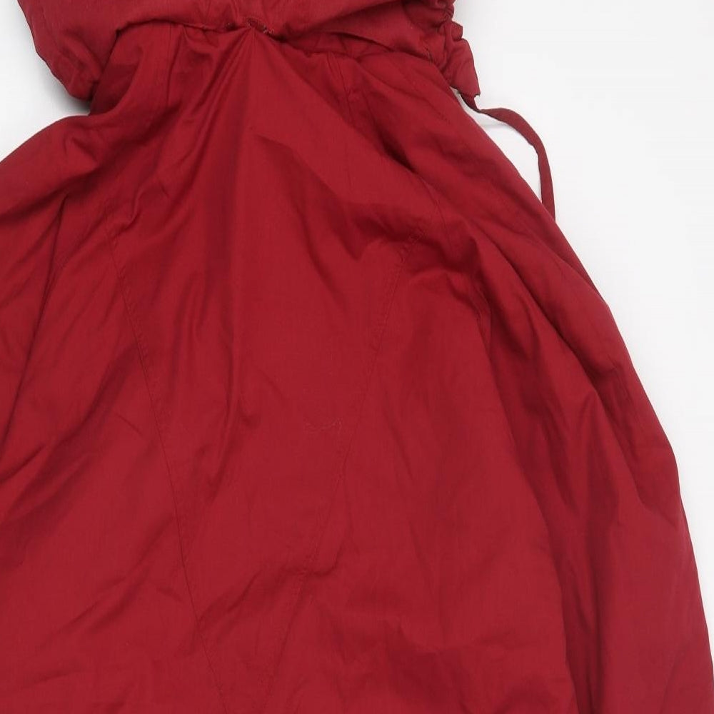 Preworn Womens Red Overcoat Coat Size 12 Zip