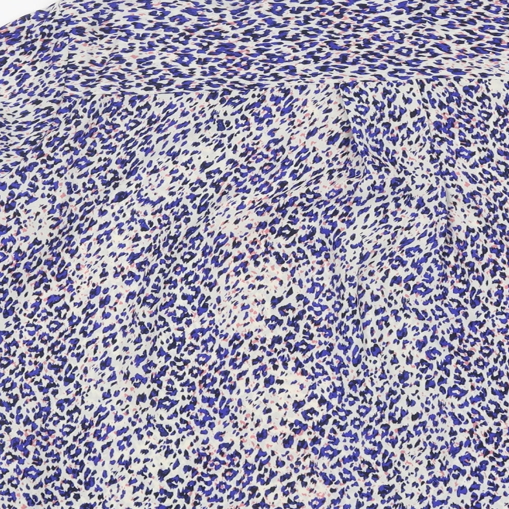 Marks & Spencer Womens Multicoloured Animal Print Polyester Jersey Button-Up Size 14 Collared - Leopard Print