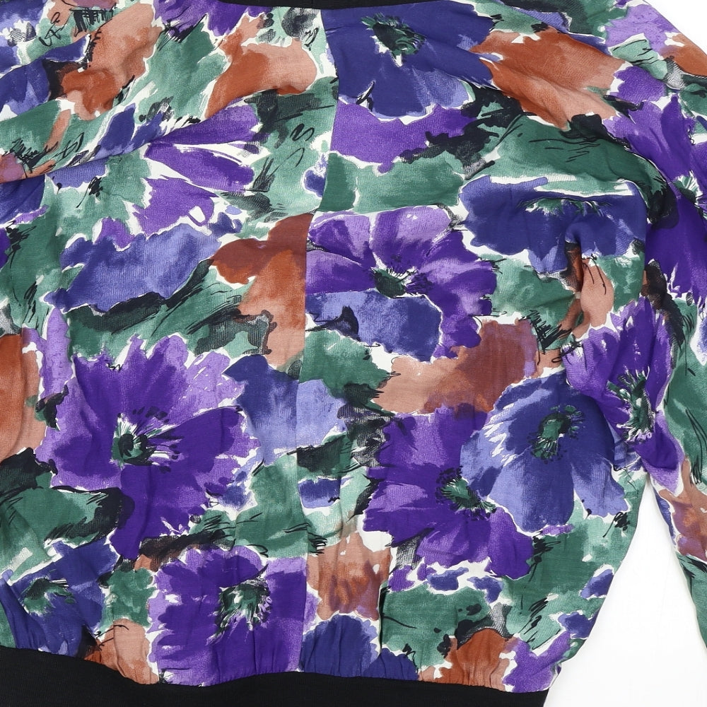 House of Fraser Womens Multicoloured Geometric Jacket Size 14 Button - Elasticated Collar