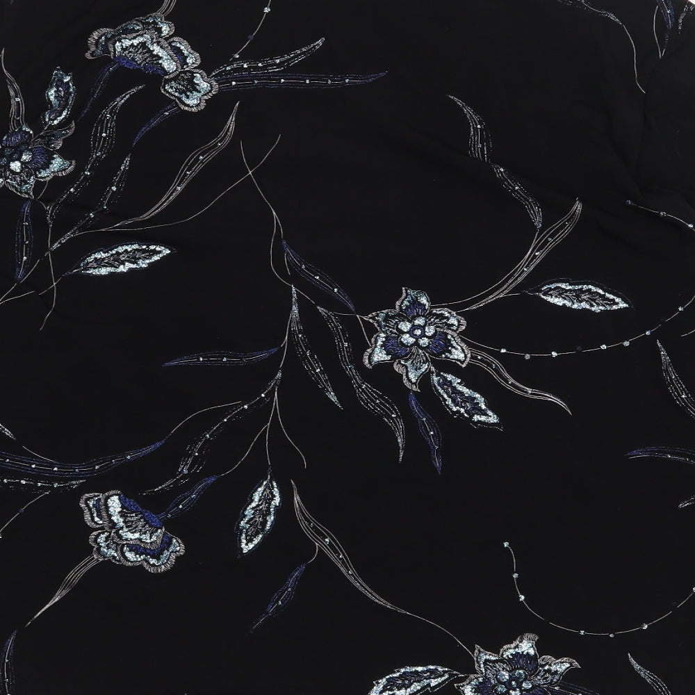 Saloos Womens Black Floral Polyester Basic Blouse Size 2XL V-Neck