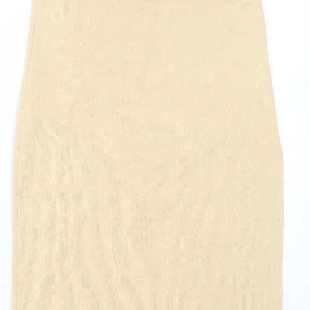 Zara Womens Ivory Viscose A-Line Skirt Size L