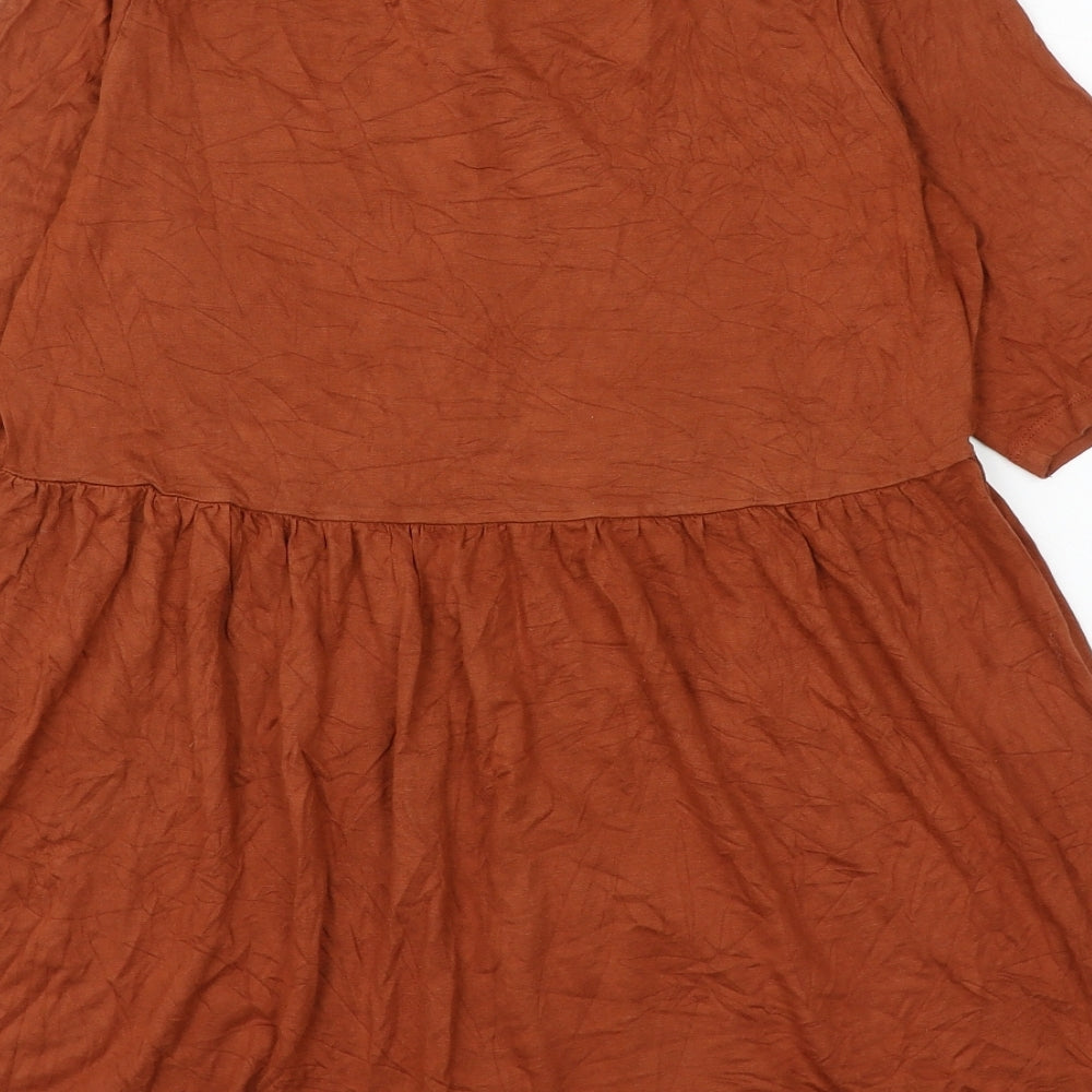 ASOS Womens Brown Viscose Basic Blouse Size 8 Round Neck