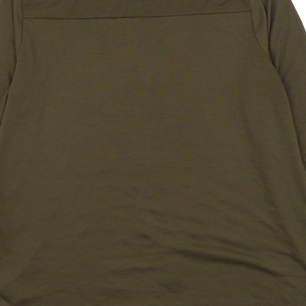 H&M Womens Green Polyester Basic Button-Up Size M Round Neck