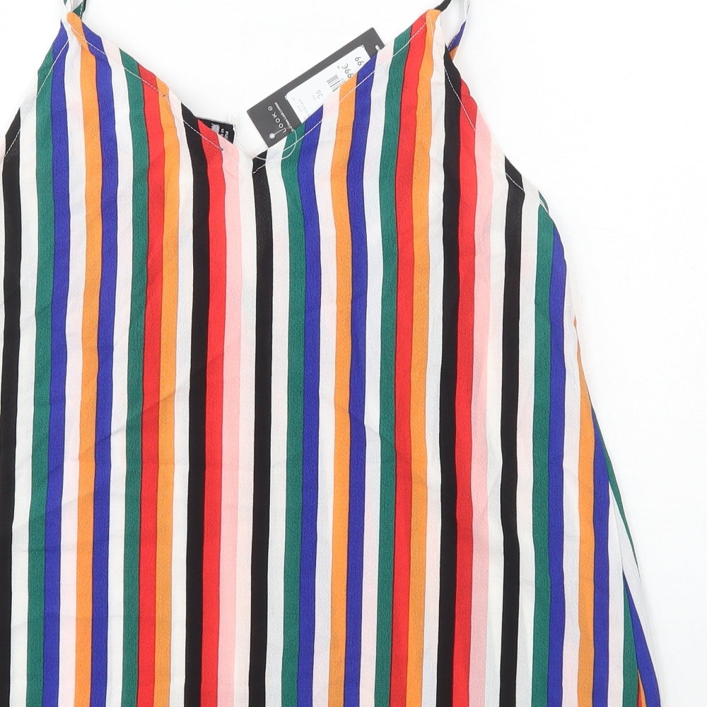 New Look Womens Multicoloured Striped Polyester Camisole Tank Size 8 V-Neck
