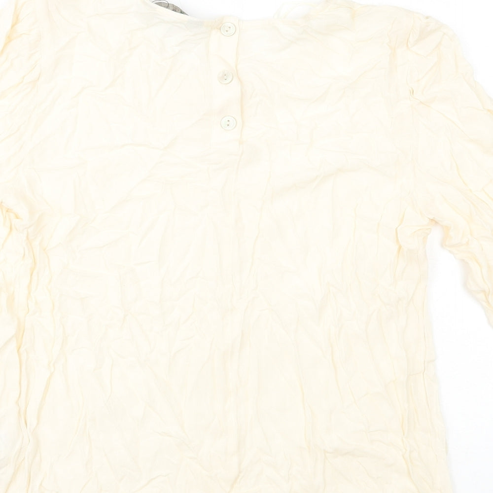 Marks & Spencer Womens Ivory Viscose Basic Blouse Size 12 Round Neck