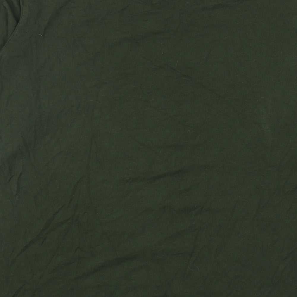Ercil Womens Green Viscose Basic T-Shirt Size L Round Neck