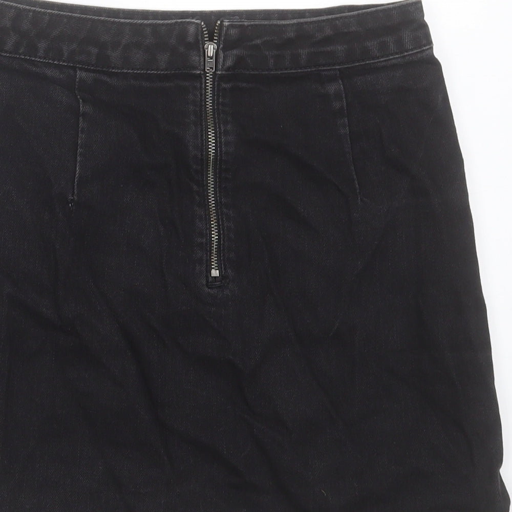 Topshop Womens Blue Cotton A-Line Skirt Size 26 in Zip