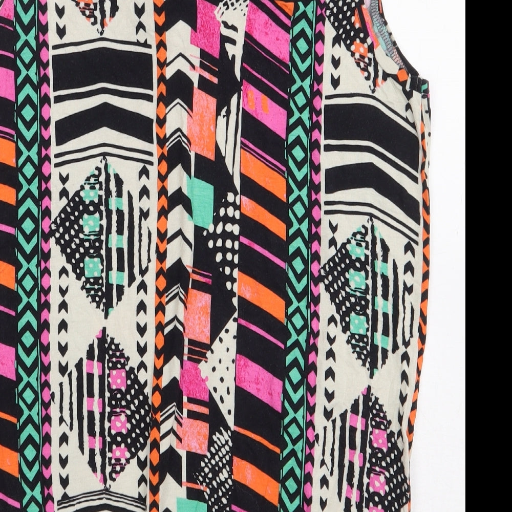 NEXT Womens Multicoloured Geometric Viscose Basic Blouse Size 12 V-Neck