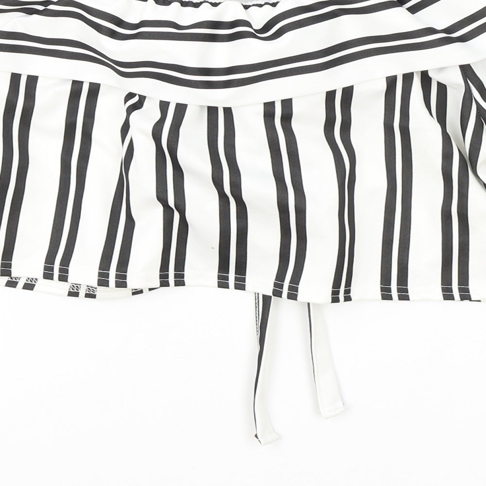 Cameo Rose Womens White Striped Polyester Cropped Blouse Size 14 Off the Shoulder