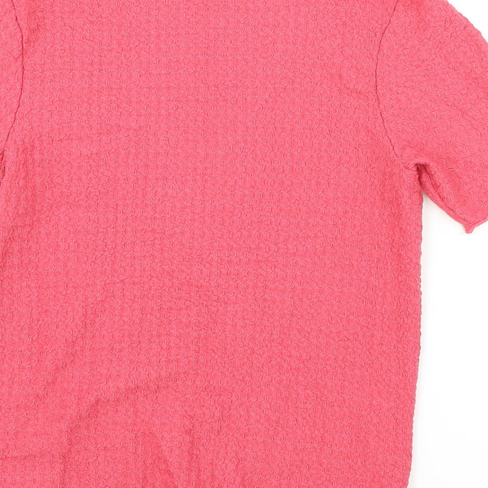 NEXT Womens Pink Polyester Basic T-Shirt Size 12 Round Neck