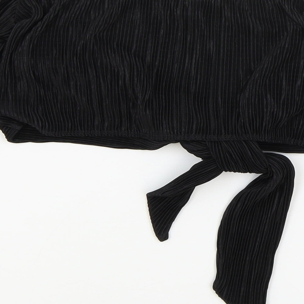 ASOS Womens Black Viscose Cropped Blouse Size 6 V-Neck