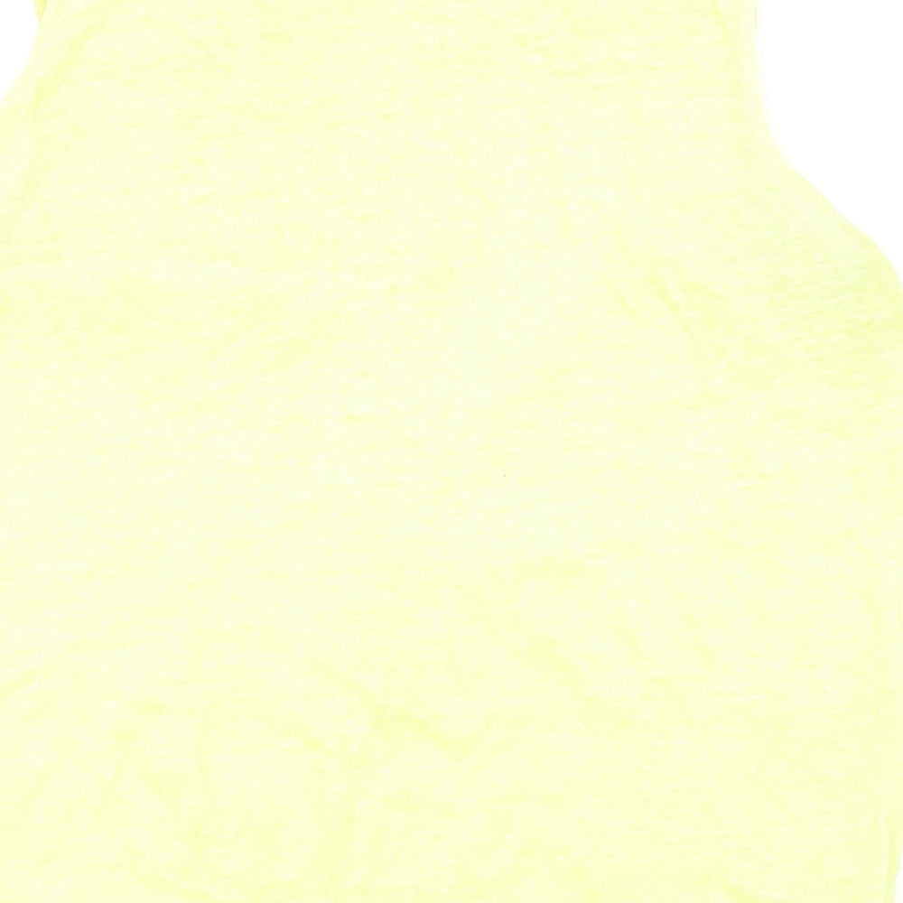 Monsoon Womens Yellow Linen Basic T-Shirt Size 14 Boat Neck