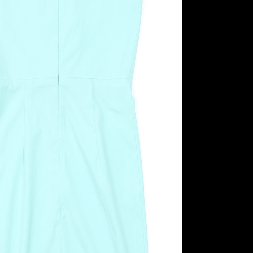 AQ/AQ Womens Blue Polyester Mini Size 10 V-Neck Zip